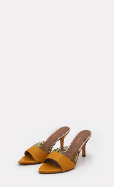 Berta Mustard Mules - BLONDISH