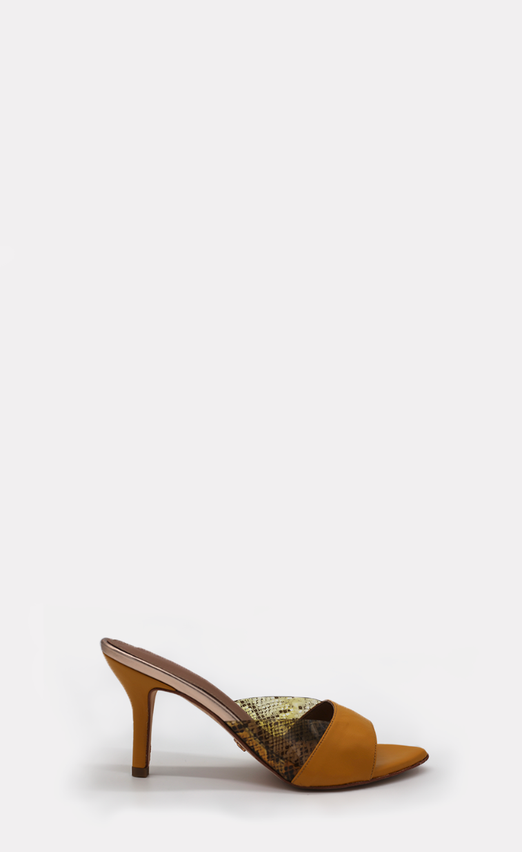 Berta Mustard Mules - BLONDISH