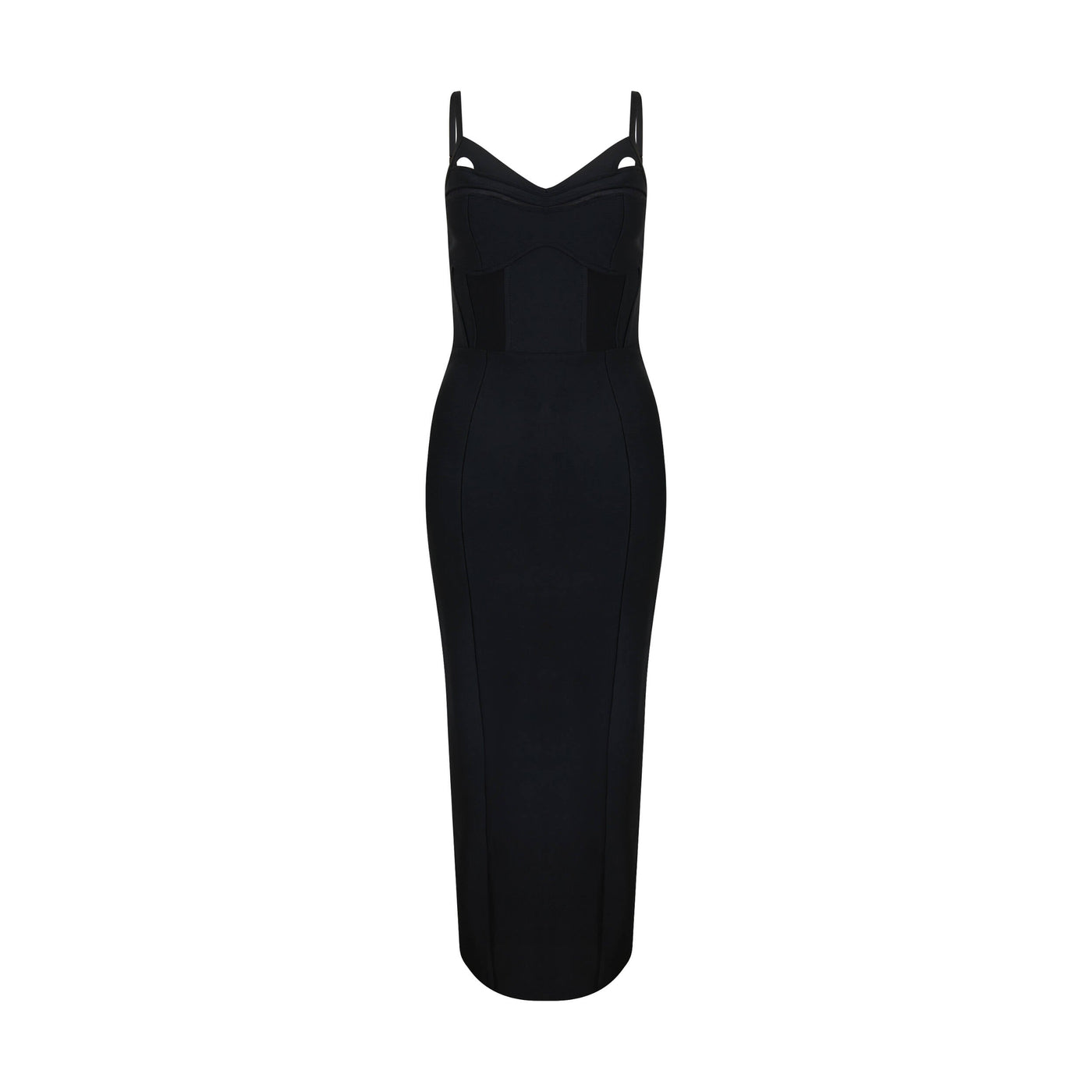Sour Figs Bustier Mesh Binding Detail Dress in Black