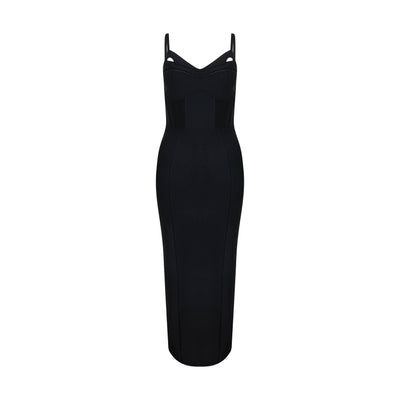 Sour Figs Bustier Mesh Binding Detail Dress in Black