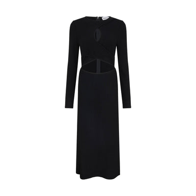 Sour Figs Cross Front Cut-Out Midi Dress in Black