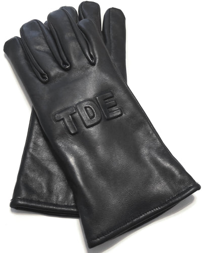 Leather gloves with embossed TDE logo