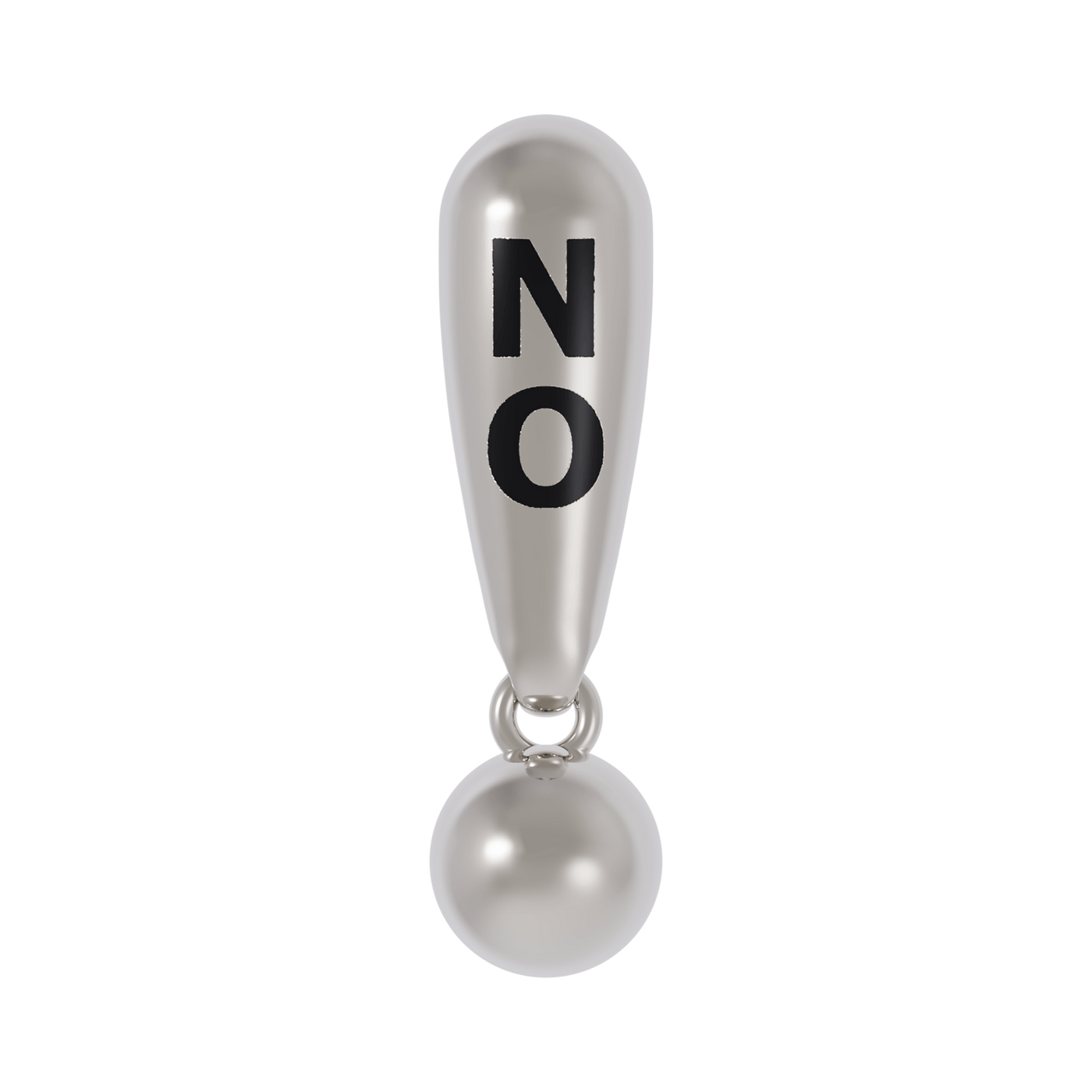 Silver charm Exclamation earring with 'NO' 