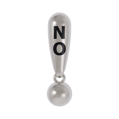 Silver charm Exclamation earring with 'NO' 