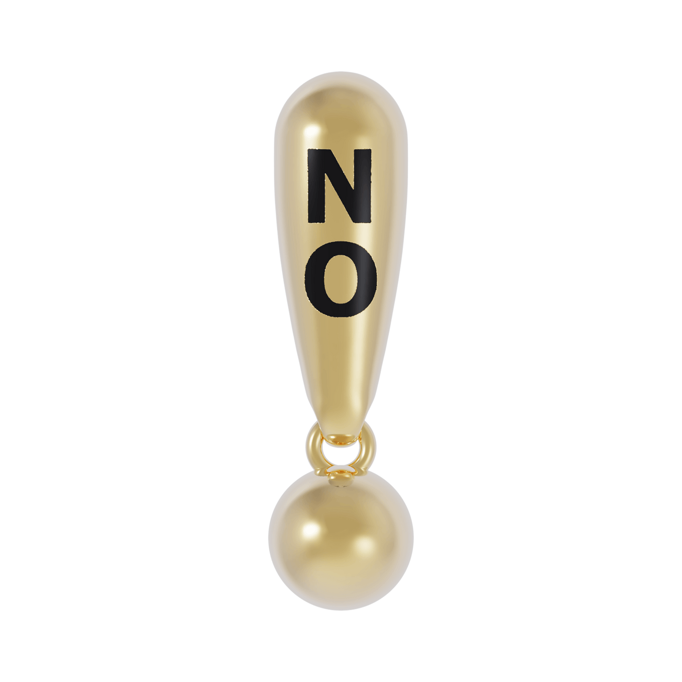 Gold charm Exclamation earring with 'NO' 