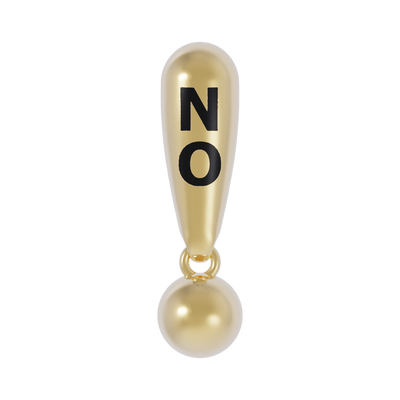 Gold charm Exclamation earring with 'NO' 