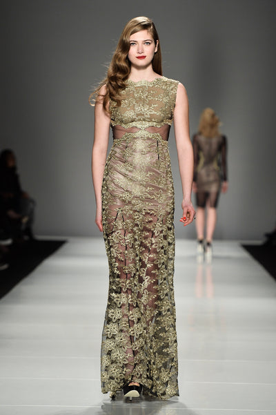Gold and Black floral lace Gown