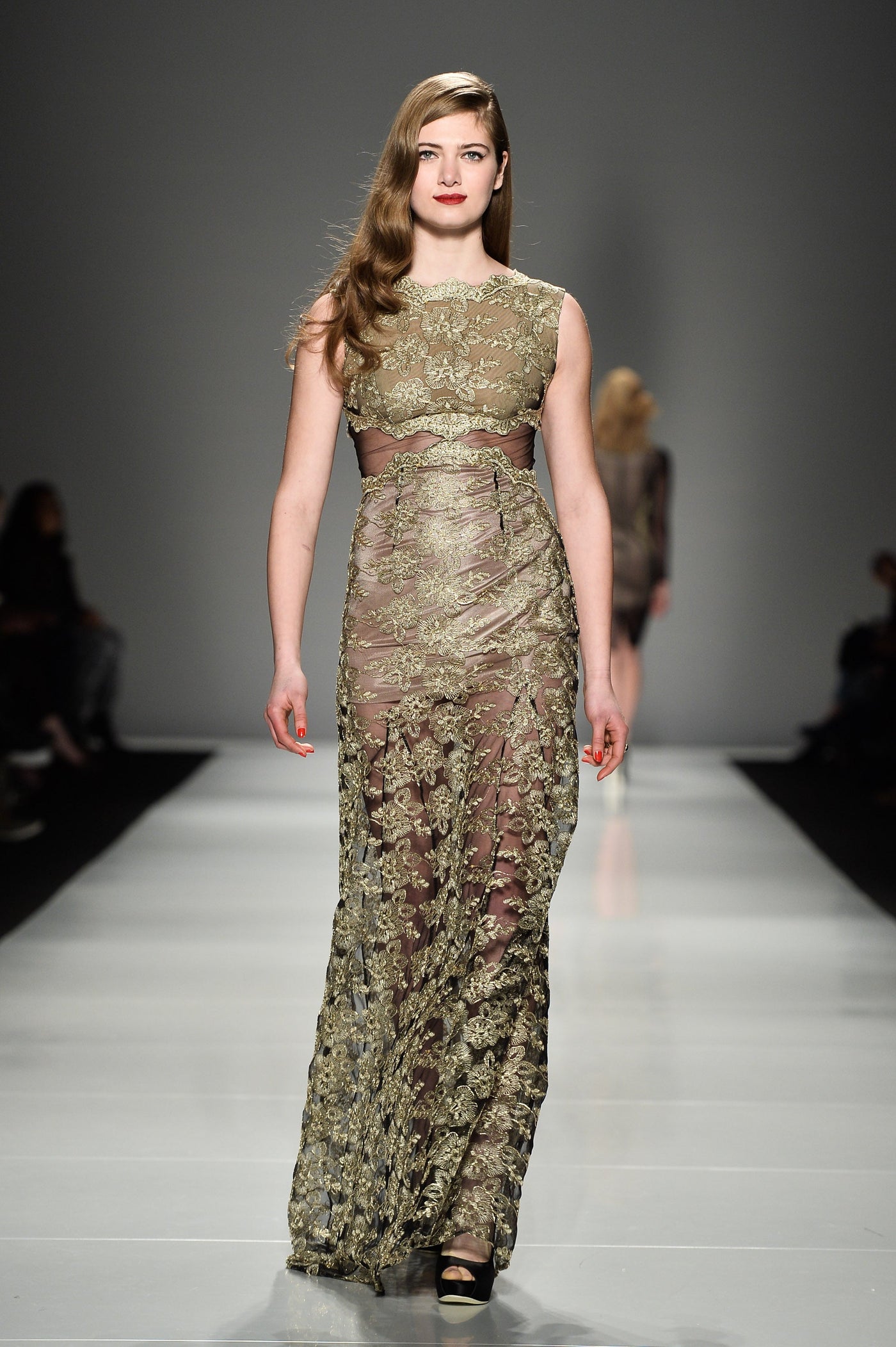 Gold and Black floral lace Gown