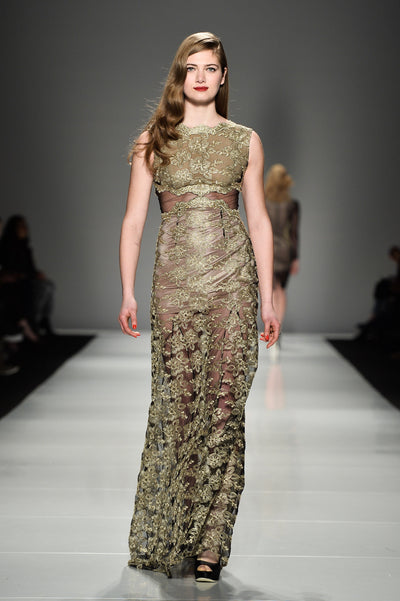 Gold and Black floral lace Gown