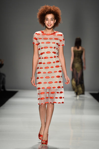 Red lips embroidered Dress