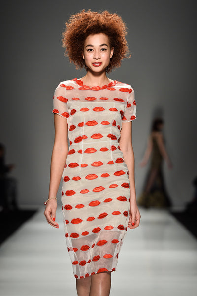 Red lips embroidered Dress