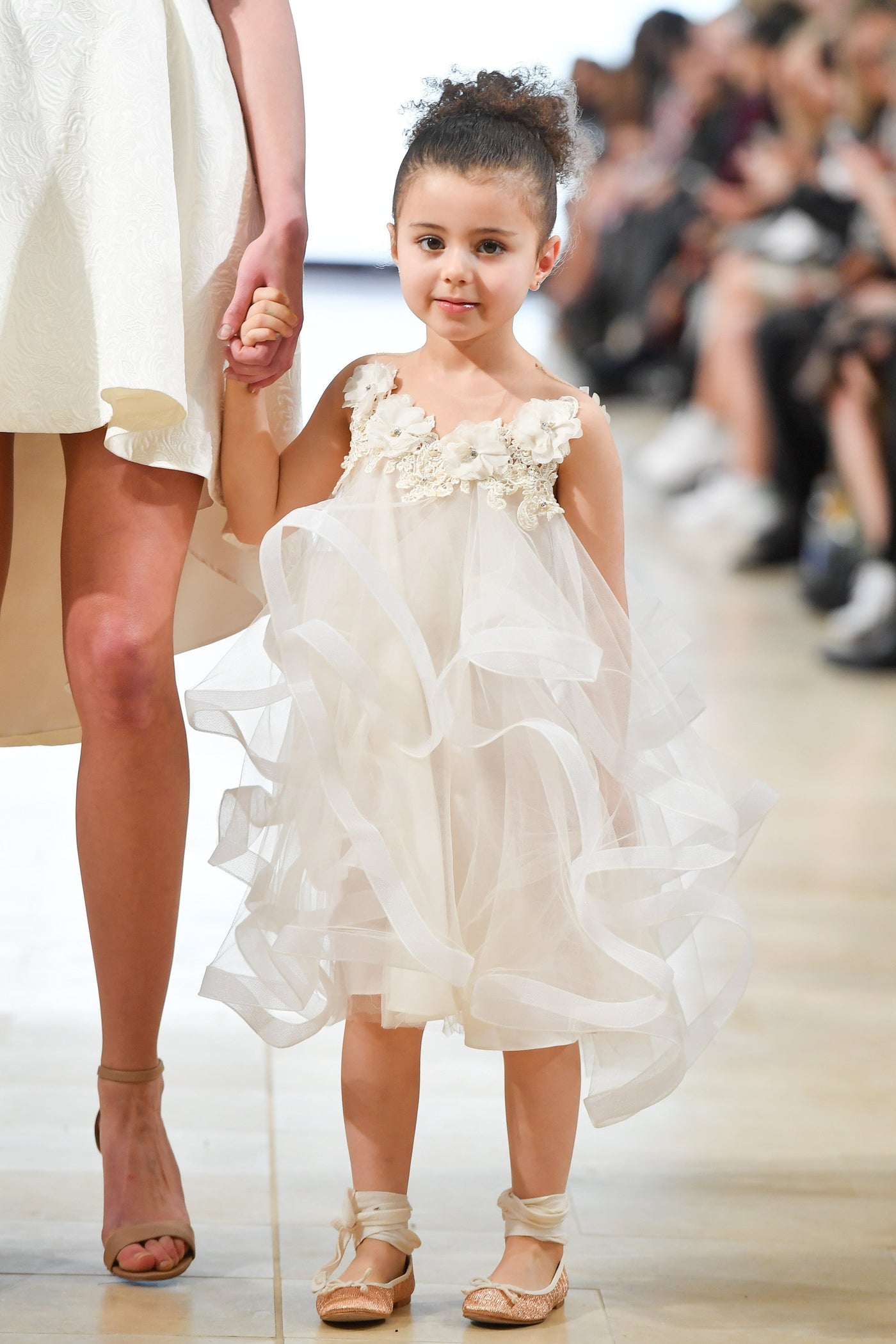 Floral bead embellished ivory dress