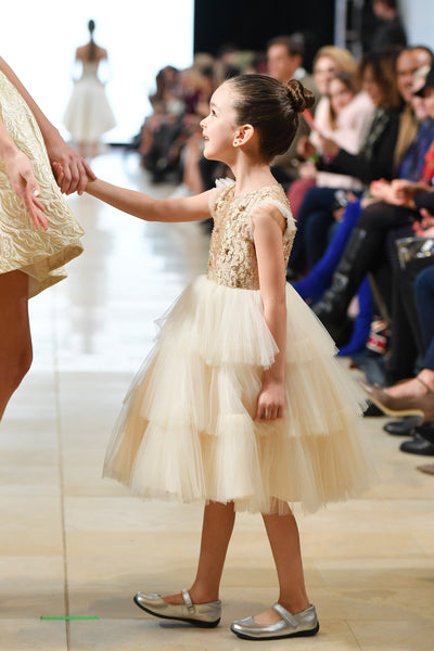 embellished gold lace dress