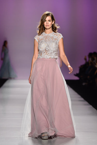 Two piece lace embellished gown