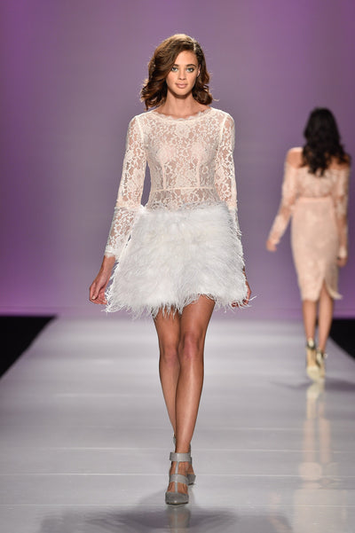 Lace Feather Skirt Cocktail Dress
