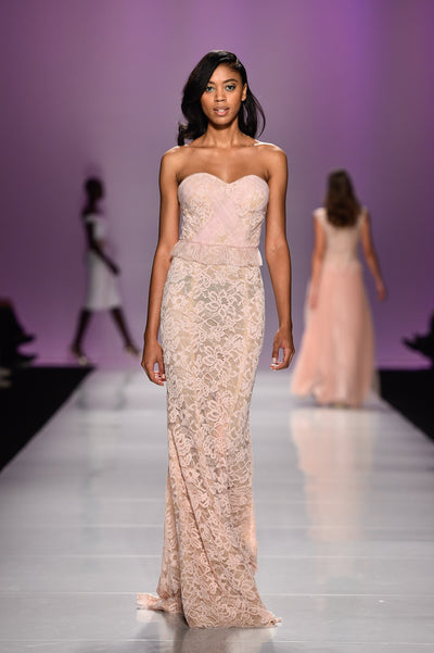 Strapless lace gown