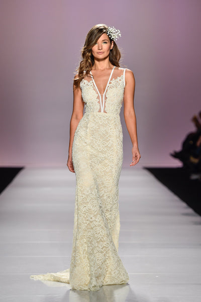 Lace hand embellished gown