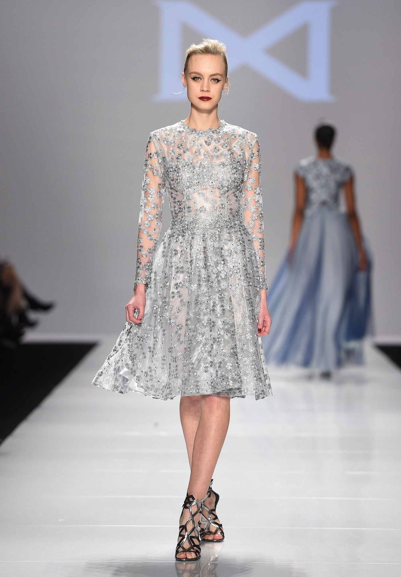 Lace embellished cocktail dress