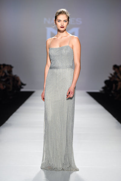 Metallic hand beaded gown 