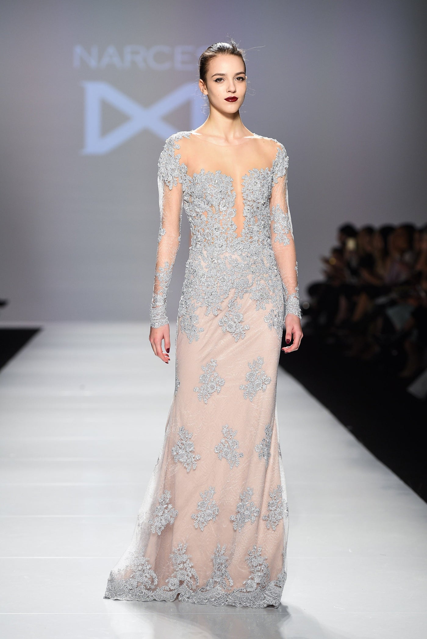 Lace long sleeve gown