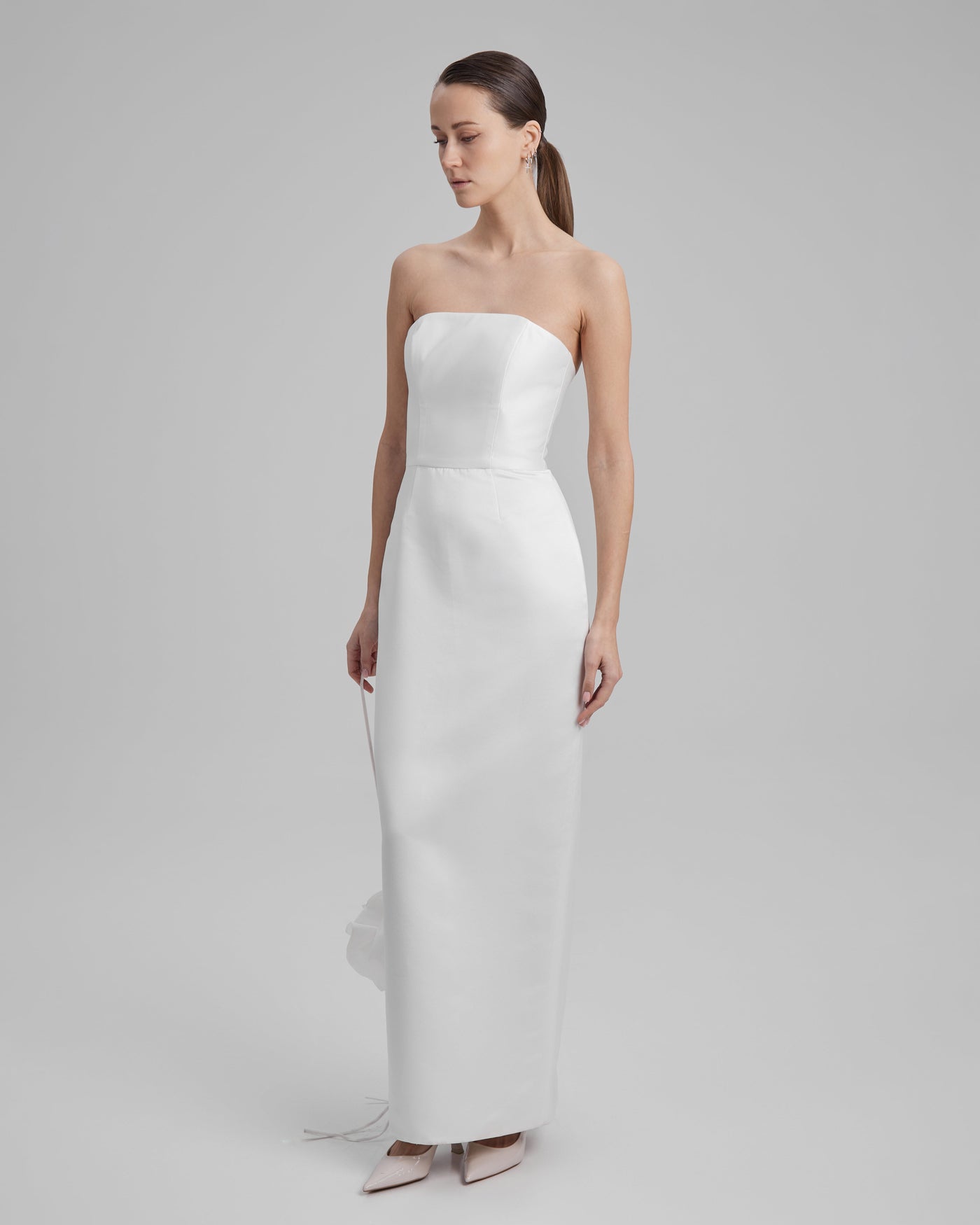 GIGI DRESS | strapless cone maxi in white