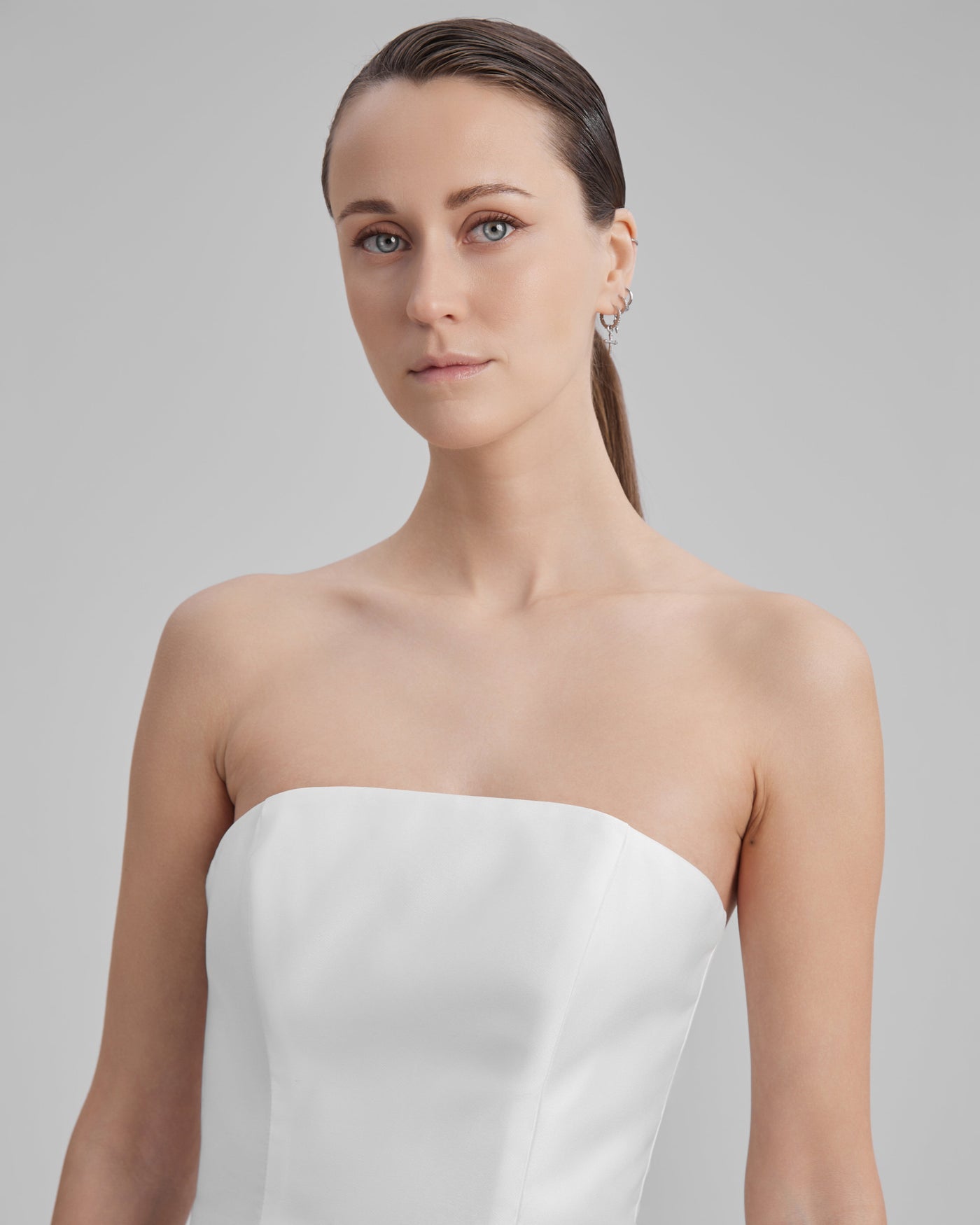GIGI DRESS | strapless cone maxi in white