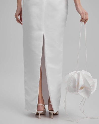 GIGI DRESS | strapless cone maxi in white
