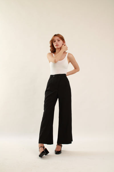 Ahkeke  Full Length Flare Black Trousers