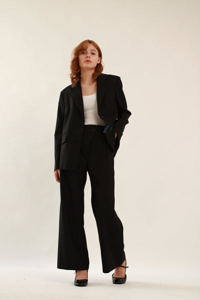 Ahkeke  Full Length Flare Black Trousers