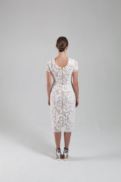 White mid length mesh dress