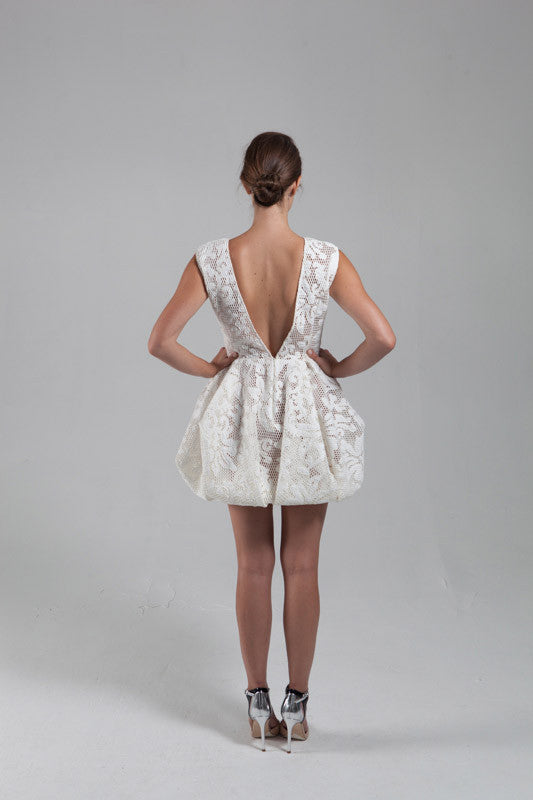 White mesh bubble dress