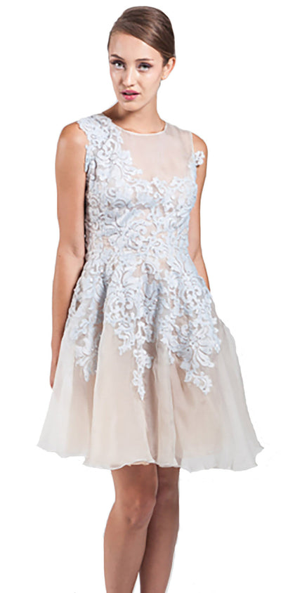 Lace embellished silk organze dress