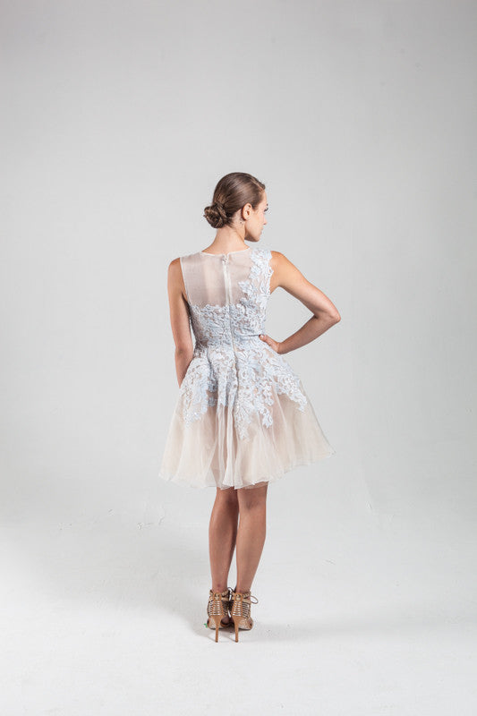 Lace embellished silk organze dress