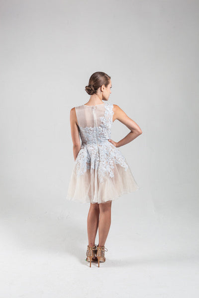 Lace embellished silk organze dress