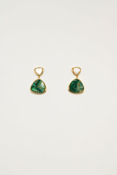 Ada Diamond Shape Green Resin Earrings