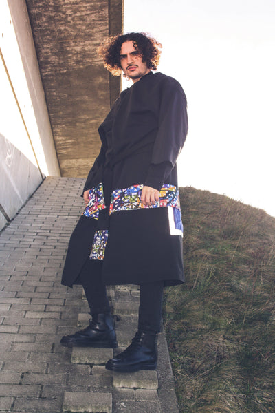 REFLECTIVE BLACK KIMONO COAT - Noah Christian 