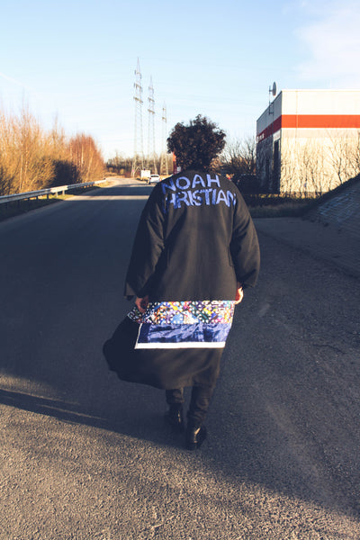 REFLECTIVE BLACK KIMONO COAT - Noah Christian 