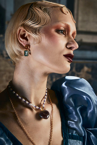 Lilibeth Choker in Natural Pearls and Amethysts