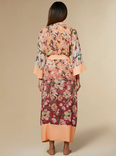 Stella Silk Kimono Robe Peach