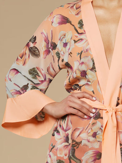 Stella Silk Kimono Robe Peach