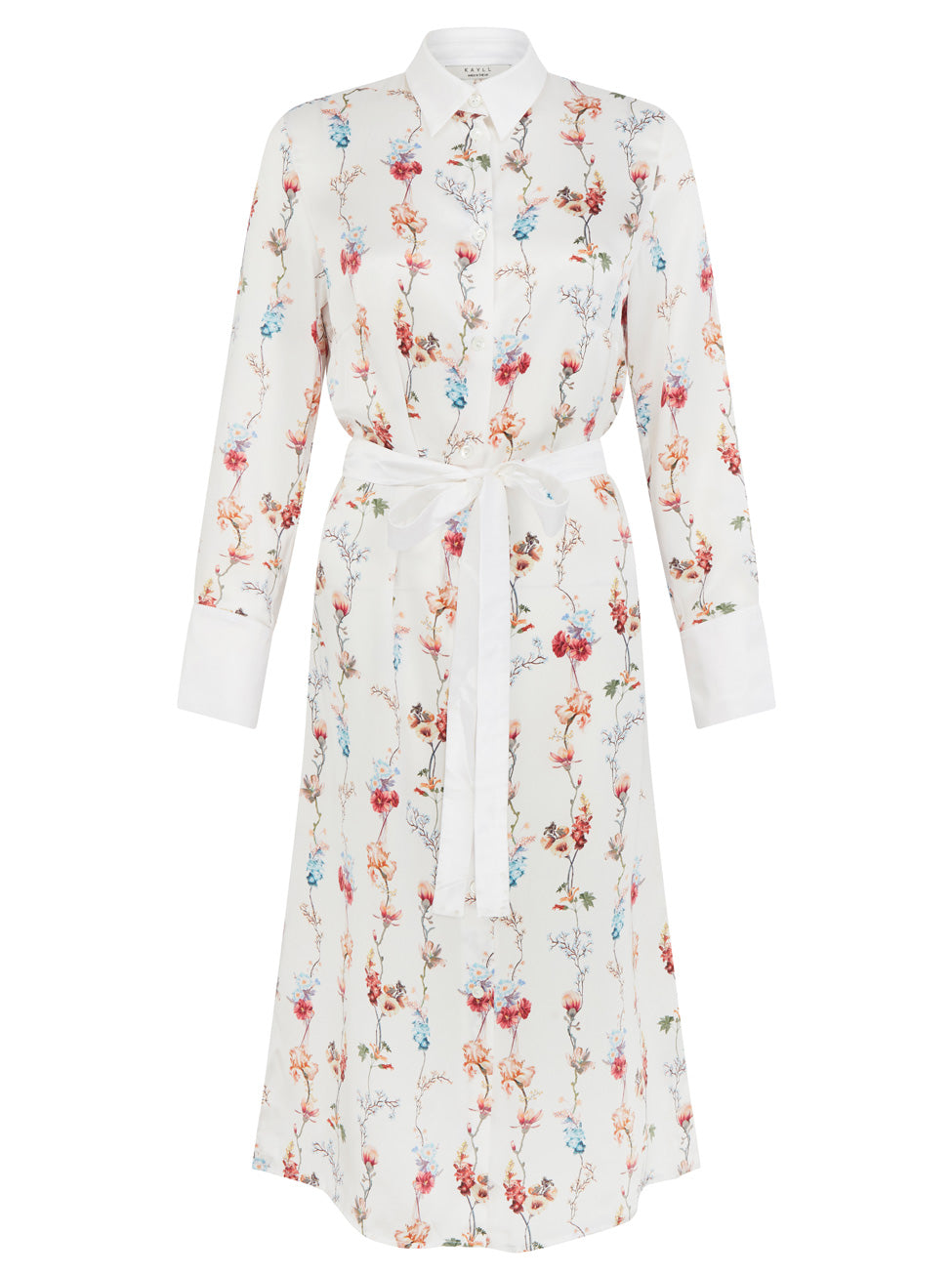 Tia Silk Shirt Dress White