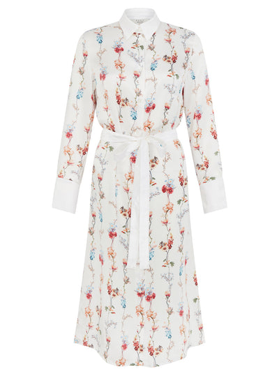 Tia Silk Shirt Dress White