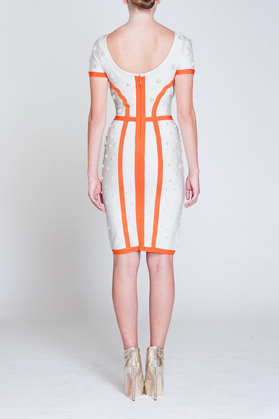 Pearl embellished stretch-knit dress