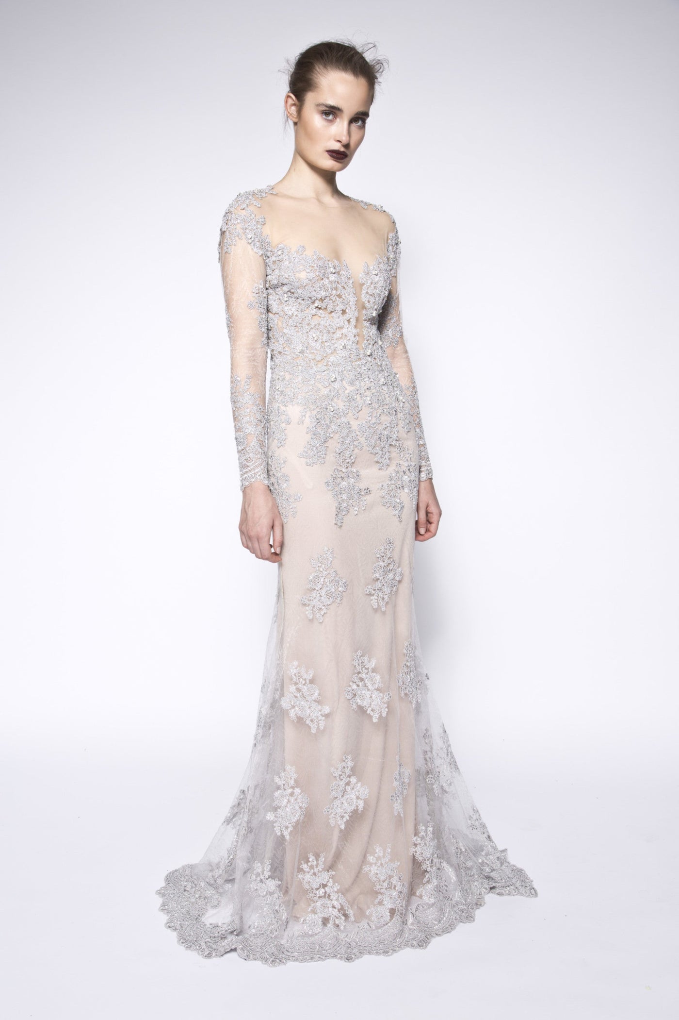 Lace long sleeve gown