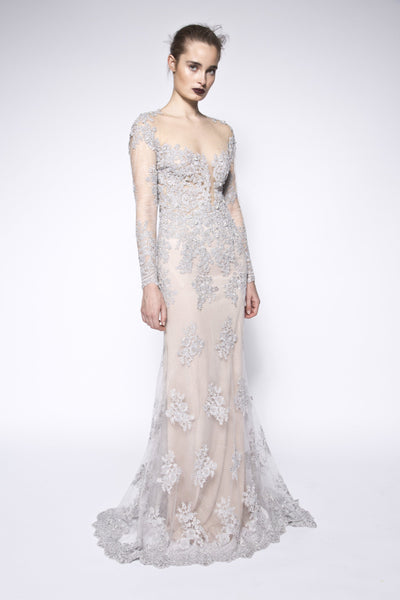 Lace long sleeve gown