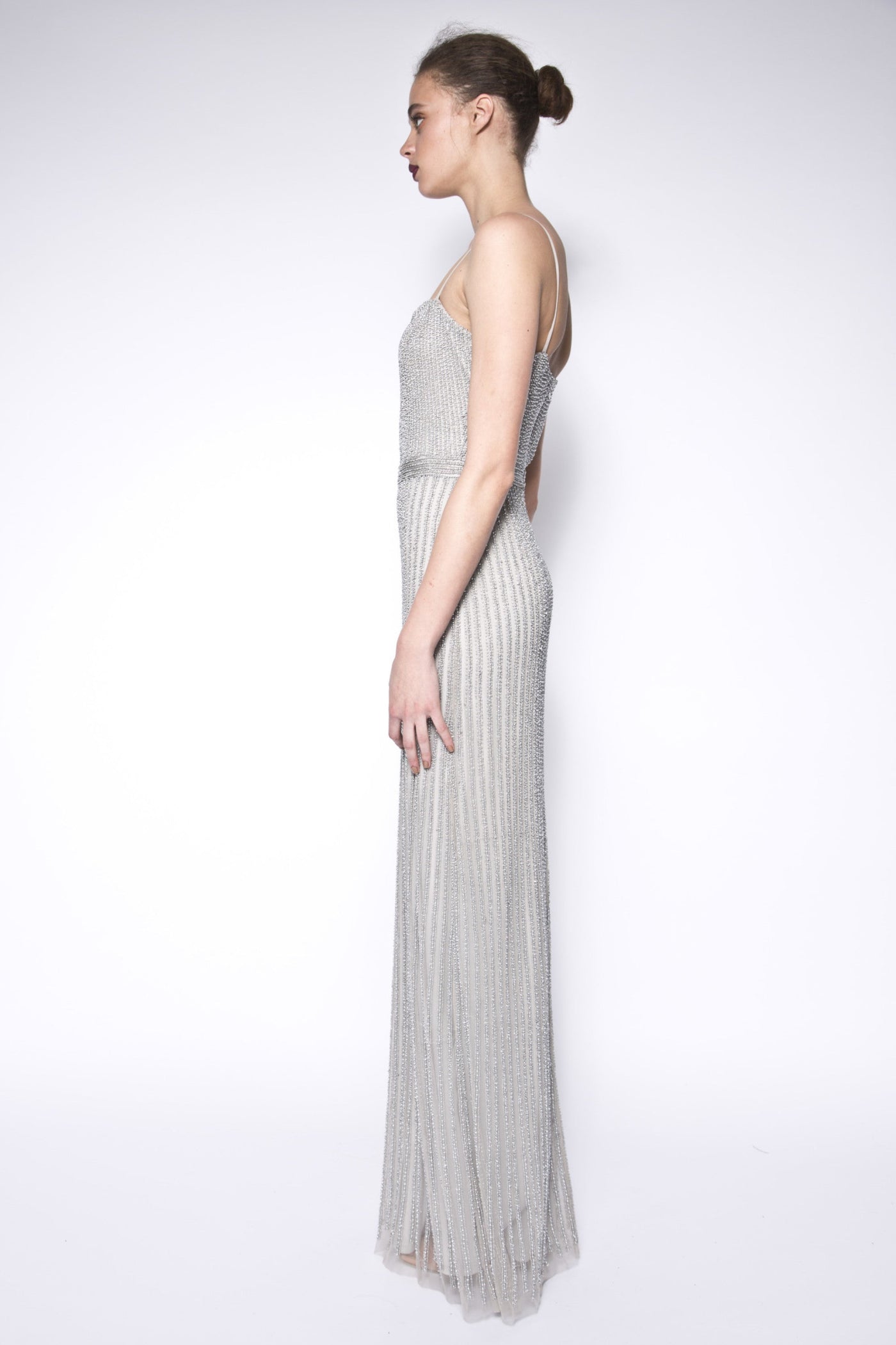 Metallic hand beaded gown 