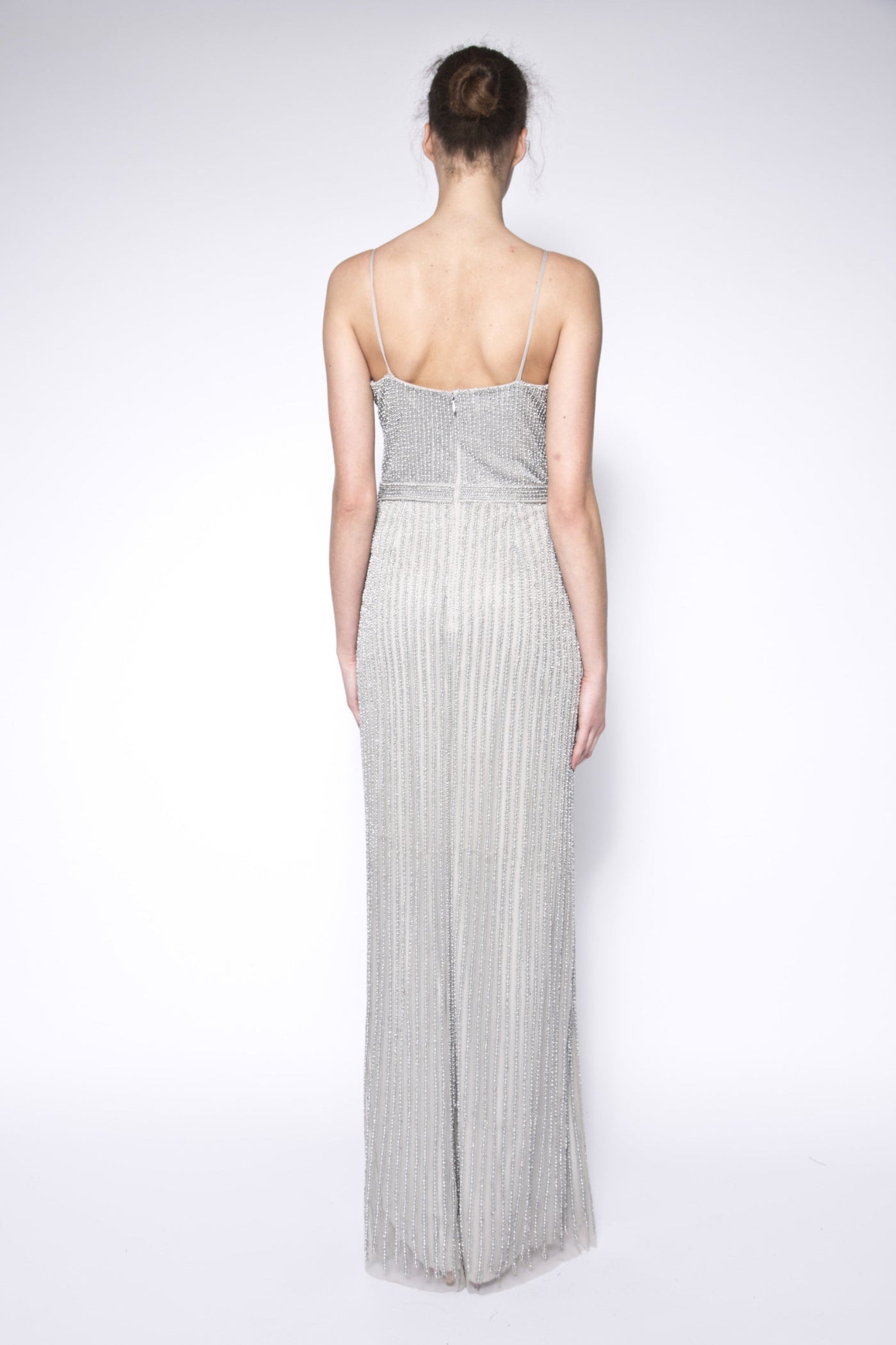 Metallic hand beaded gown 