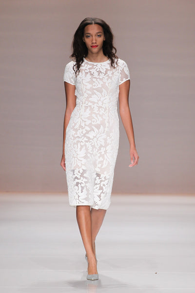 White mid length mesh dress