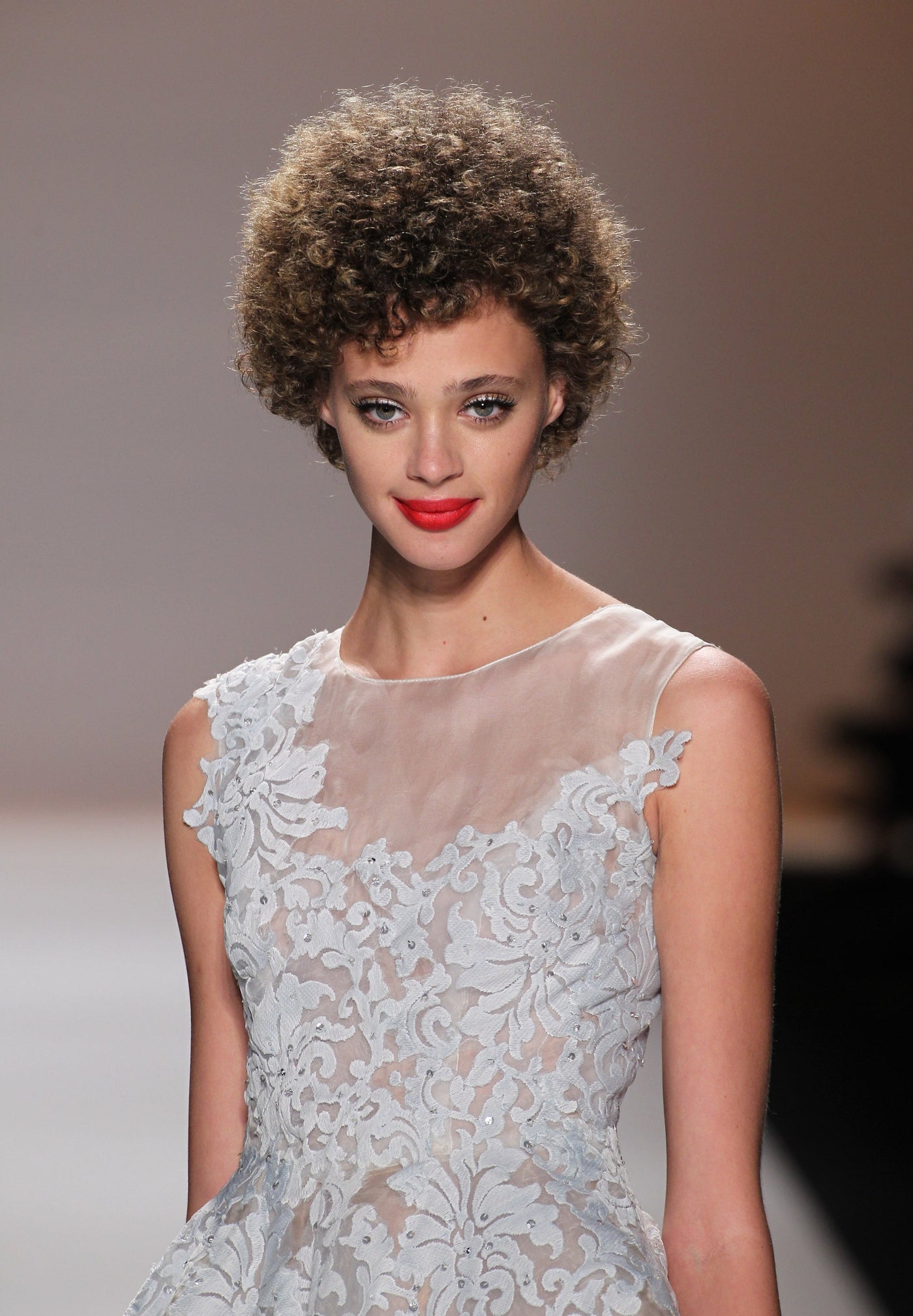 Lace embellished silk organze dress