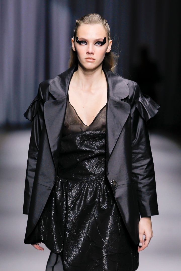 Black V-Neck Silk Organza Dress The Clothing Lounge Black V-Neck Silk Organza Dress The Clothing Lounge